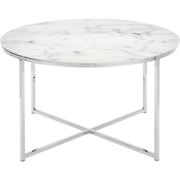 Konferenční stolek s podnožím ve stříbrném dekoru Westwing Collection Antigua, ø 80 cm