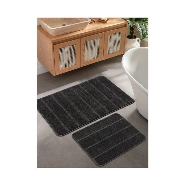 Antratsiitvärvi vannitoamatid 2 tk komplektis 50x80 cm Yeni Cizgli - Foutastic-image-1