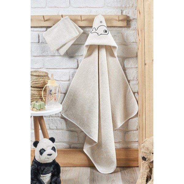 Kreemjas beebirätik kapuutsiga 3 tk Mila - Mila Home-image-1