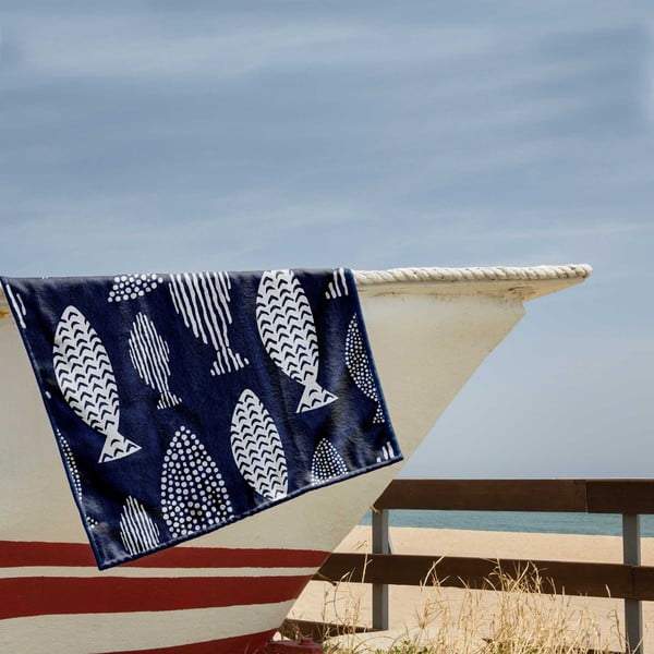 Tumesinine rannarätik 90x180 cm Fish - DecoKing-image-1