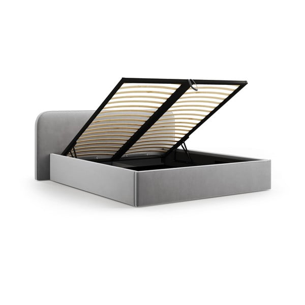 Helehall polsterdatud kaheinimesevoodi koos panipaiga ja voodipõhjaga 200x200 cm Elizabeth - Micadoni-image-2