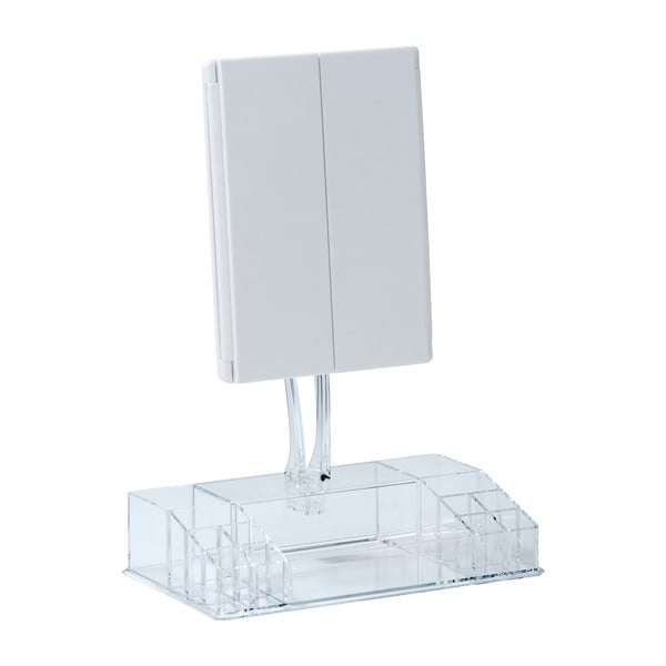 Valge kokkupandav kosmeetikapeegel LED taustavalgusega ja meigiorganiseerijaga Fanano - Wenko-image-1