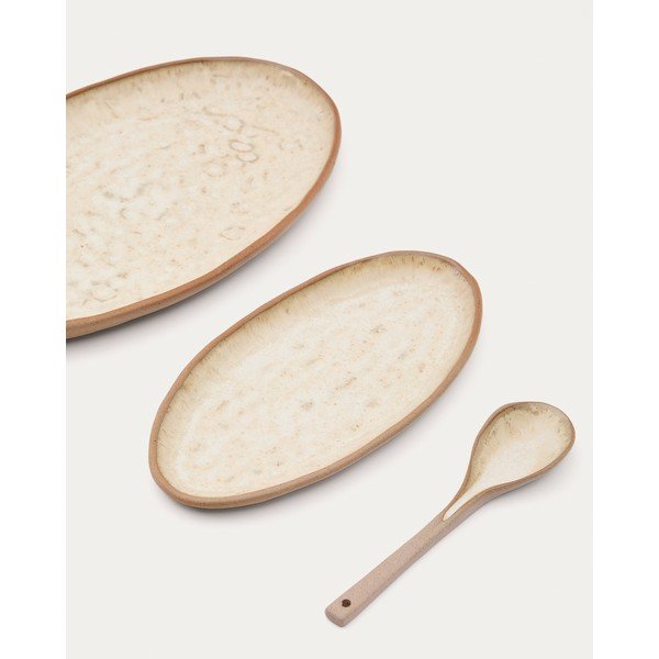 Beežid keraamilised serveerimistaldrikud 3tk komplektis Zunel - Kave Home-image-2