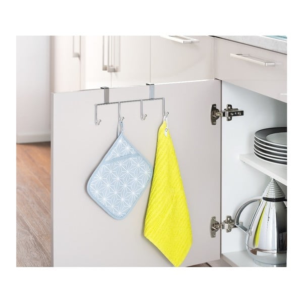 Hõbedane käterätiku hoidja rippuv kroomitud teras Over the Door – Wenko-image-1