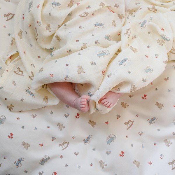 Helekollane orgaanilisest puuvillast beebivoodipesu 100x140 cm Vintage Toys - Cam Cam Copenhagen-image-2