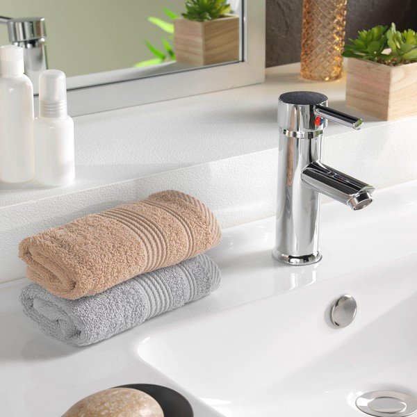 Helepruun frotee puuvillane rätik 30x50 cm Tendresse - douceur d'intérieur-image-1