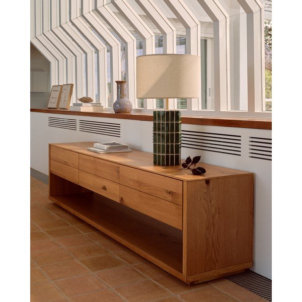 Roheline/kreem laualamp tekstiilist varjuga (kõrgus 61,5 cm) Rue - Kave Home-image-2