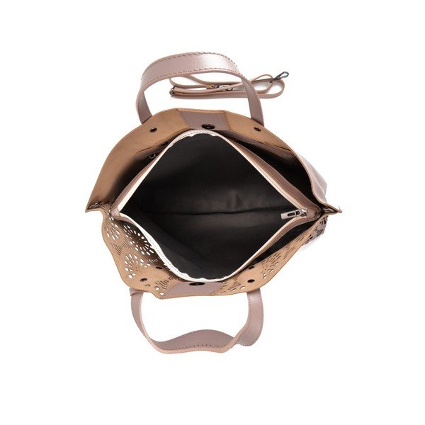 Růžovobéžová kožená kabelka Mangotti Bags Lulia-image-1