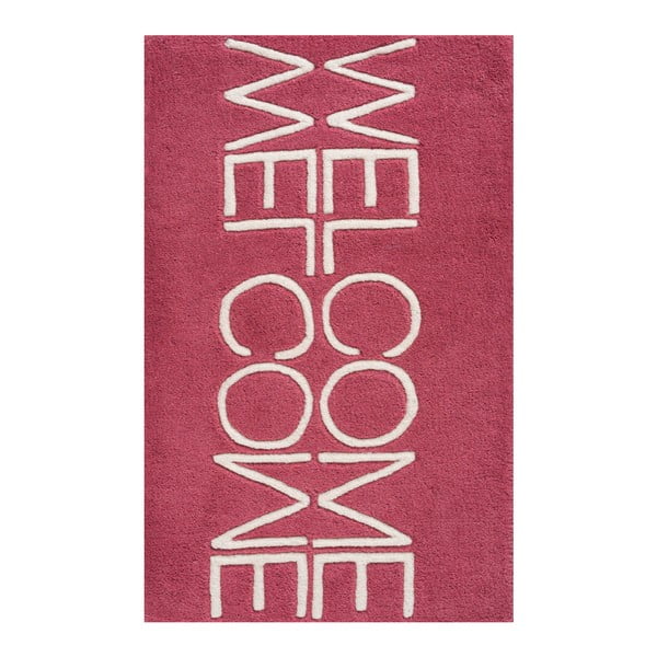 Růžový vlněný koberec Linie Design Welcome, 50 x 80 cm