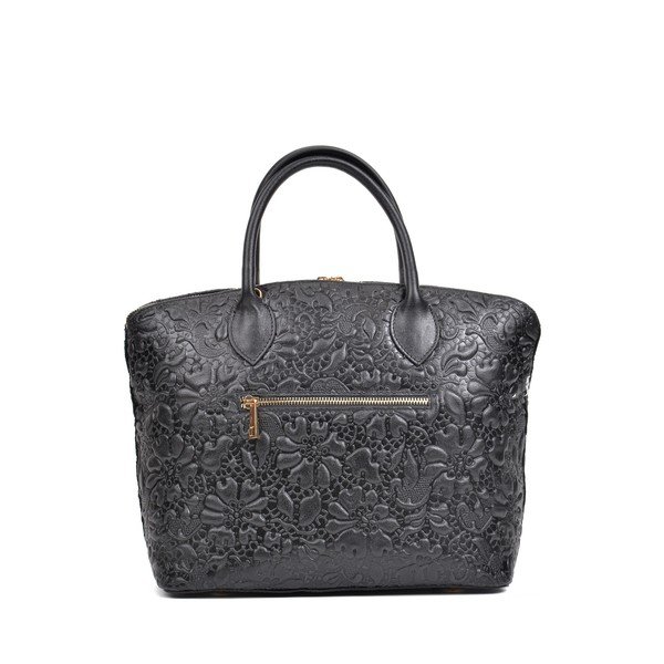 Mustast nahast käekott Bloom Nero - Anna Luchini-image-1