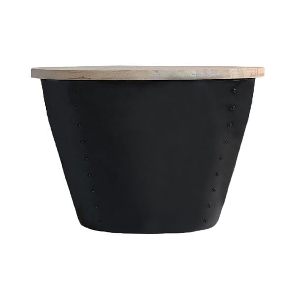 Černý příruční stolek s deskou z mangového dřeva LABEL51 Indi, ⌀ 60 cm