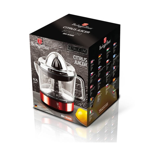 Punane elektriline tsitrusviljapress Burgundy Metallic Line - BerlingerHaus-image-3