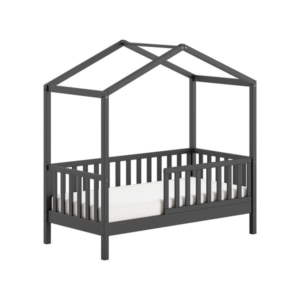 Antratsiitne majakujuline männi täispuit lastevoodi koos voodipõhjaga 70x140 cm DALLAS – Vipack-image-3