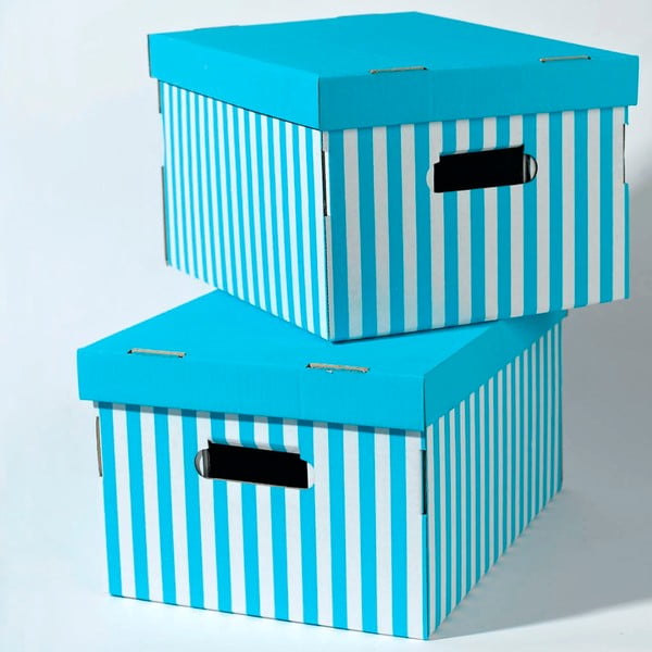 Sada 2 modrých úložných boxů Compactor Aqua