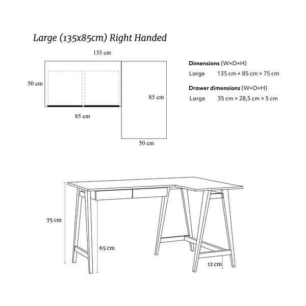 Töölaud 85x135 cm Luka - Ragaba-image-4