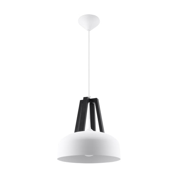 Valge-must rippvalgusti puidust/metallist lambivarjundiga ø 30 cm Olla - Nice Lamps