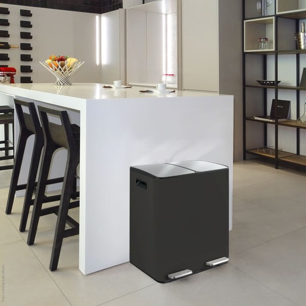 Matt must terasest prügikast 2x20 l sorteeritud jäätmete jaoks/pedaaliga Aliya - Spirella-image-1