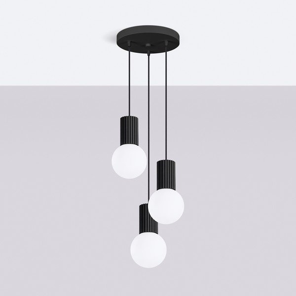 Must metallist ripplamp klaasist varjuga, ø 25 cm Orbital - Sollux-image-4