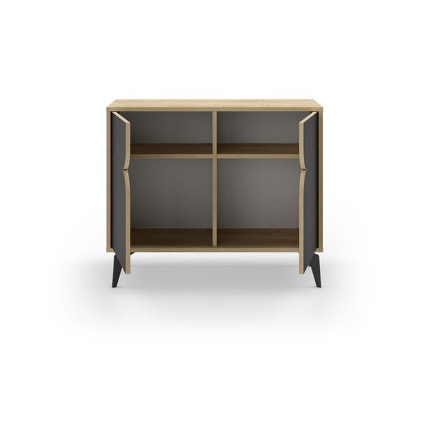 Must-puiduvärvi tammedekooriga kapp 95x79 cm Nola - Marckeric-image-3