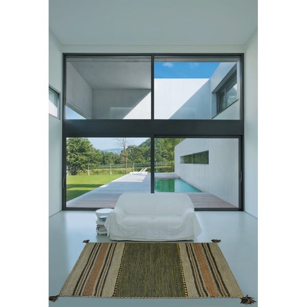 Roheline-pruun puuvillane vaip , 60 x 240 cm Antique Kilim - Webtappeti-image-1