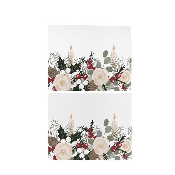 Jõulumotiiviga puuvillased lauamatid, 2tk 45 x 35 cm Fir Branches - Butter Kings-image-1