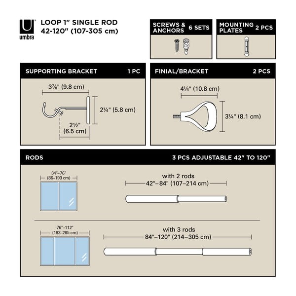 Pikendatav roostevabast terasest kardinapuu 107 - 305 cm Loop - Umbra-image-4