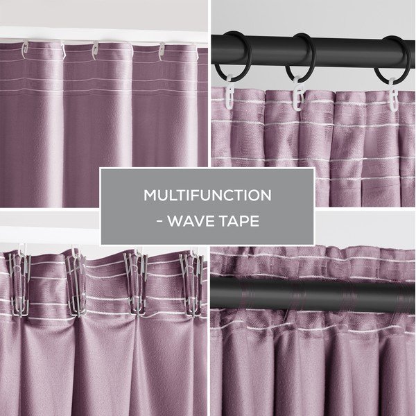 Heleroosa sametist dimout-kardin 140 × 270 cm Pleat – Restilo-image-2