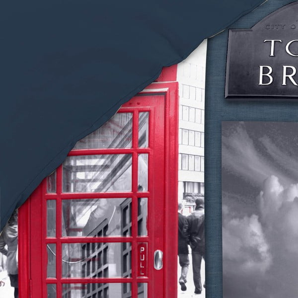 Tumesinine puuvillane ühekohalise voodi voodipesu 140x200 cm City London - douceur d'intérieur-image-3