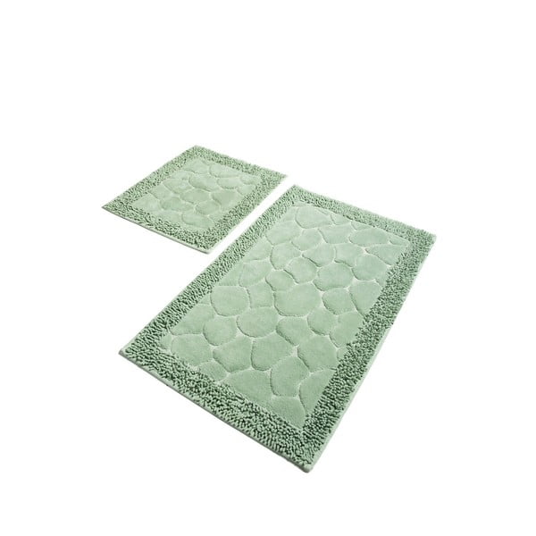 Sada 2 zelených bavlněných koupelnových předložek Confetti Bathmats Stone Mint
