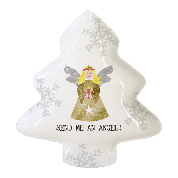 Dekorativní tác z kostního porcelánu s vánočním motivem PPD Send Me An Angel, 19,5 x 23 cm