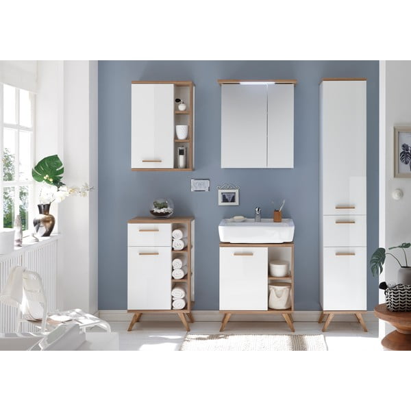 Valge rippuv vannitoakapp koos peegliga 60x72 cm Set 923 - Pelipal-image-3