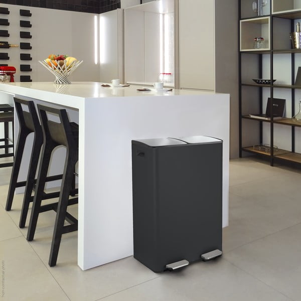 Matt must terasest prügikast 2x30 l sorteeritud jäätmete jaoks/pedaaliga Aliya - Spirella-image-1