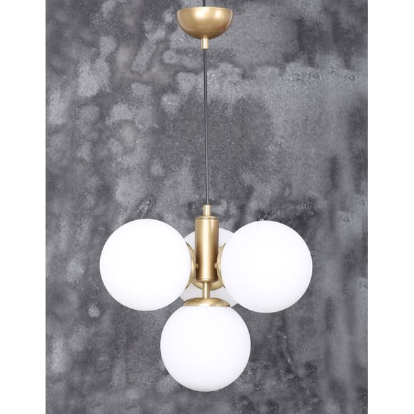 Valge-kuldne klaasist varjuga rippvalgusti ø 15 cm Hector – Squid Lighting-image-2