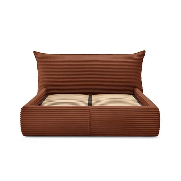 Tellisevärvi polsterdatud kaheinimese voodi koos voodipõhja ja panipaigaga 180x200 cm Jade - Bobochic Paris-image-3