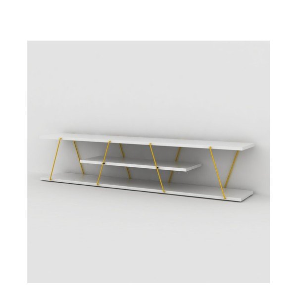 Bílý TV stolek se žlutým detailem Rafevi Tars-image-4