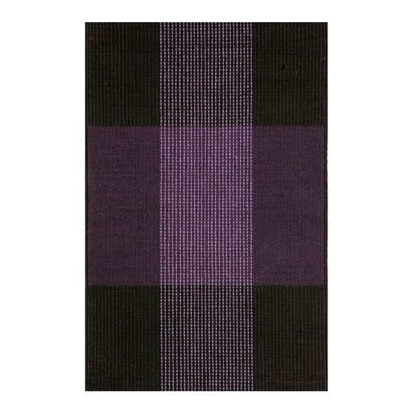 Fialovo-černý ručně tkaný vlněný koberec Linie Design Bologna, 90 x 160 cm