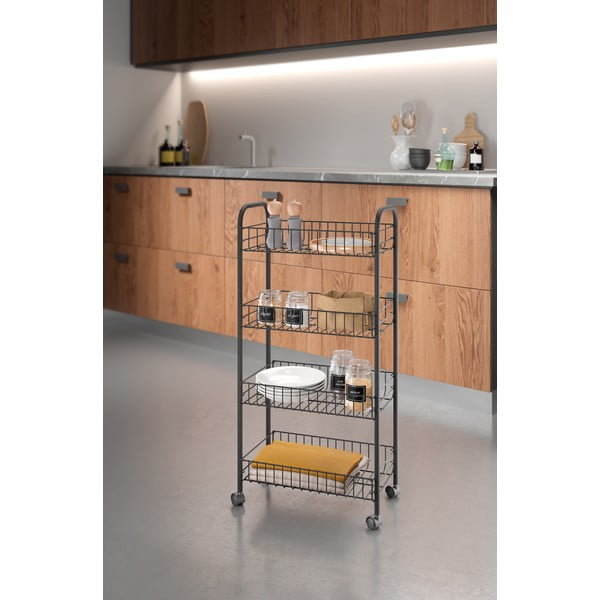 Must metallist mobiilne riiul 41x84 cm Ascona - Metaltex-image-2