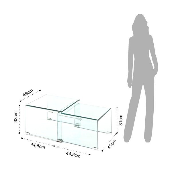 Klaasist diivanilauad 2tk komplektis 44.5x49 cm Cristal - Tomasucci-image-4