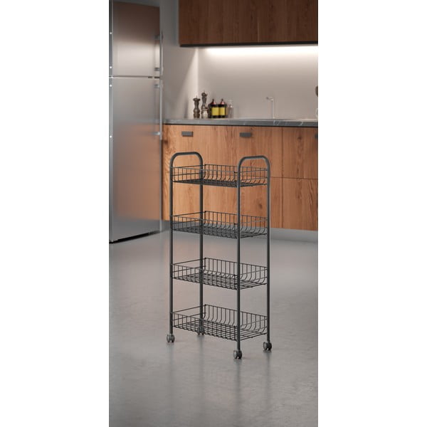 Must metallist mobiilne riiul 41x84 cm Ascona - Metaltex-image-3