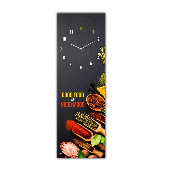 Skleněné nástěnné hodiny Styler Good Food, 20 x 60 cm
