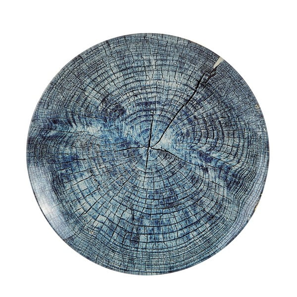 Modrý skleněný dekorační talíř s texturou dřeva Villa Collection, ∅ 24,5 cm
