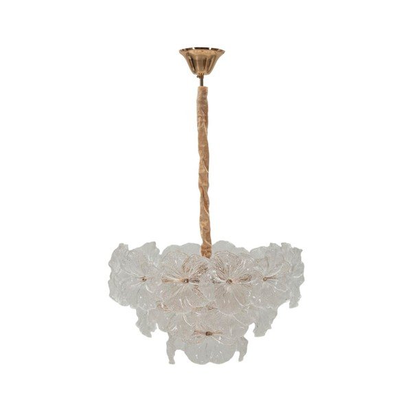 Kuldse värvi metallist ripplamp klaasist varjuga, läbimõõduga 47 cm Ibiscus - Mauro Ferretti