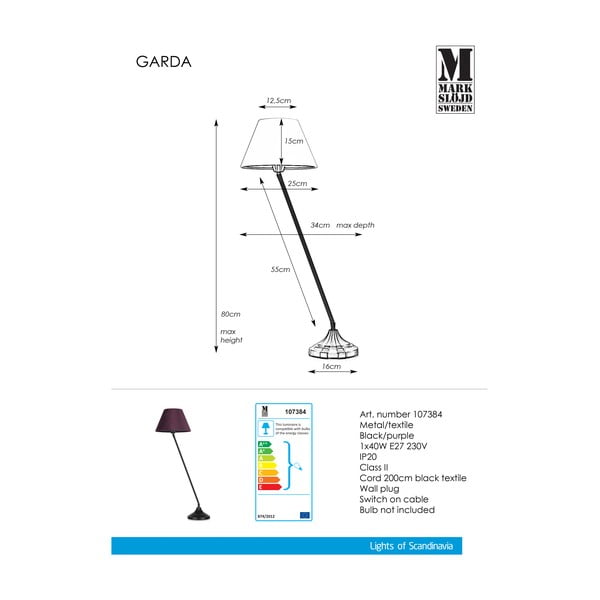 Must ja lilla laualamp Garda - Markslöjd-image-2