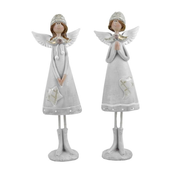 Sada 2 dekorativních andělíčků v čepicích Ego Dekor Cosy, výška 24 cm