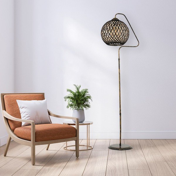 Must-kuldne põrandavalgusti džuudist varjuga (kõrgus 154 cm) - Opviq lights-image-2