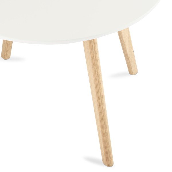 Bílý konferenční stolek s nohami z dubového dřeva Furnhouse Life, Ø 60 cm-image-2