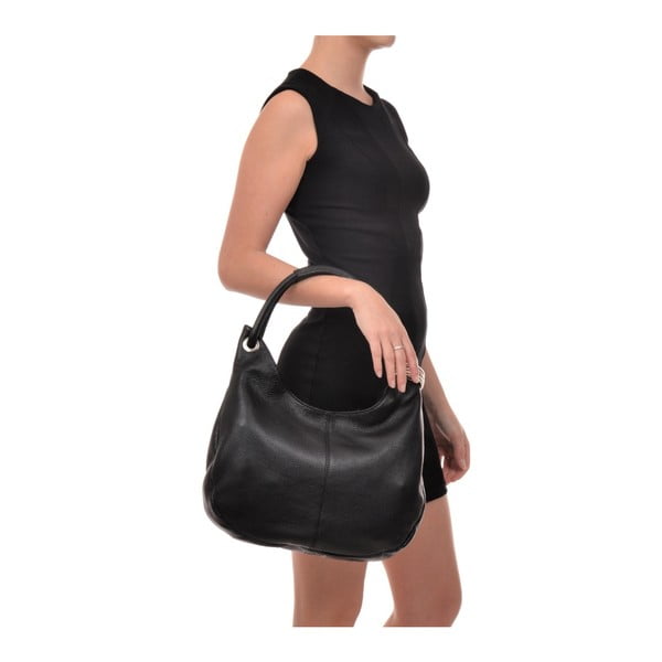 Černá kožená kabelka Carla Ferreri Giuliya-image-4