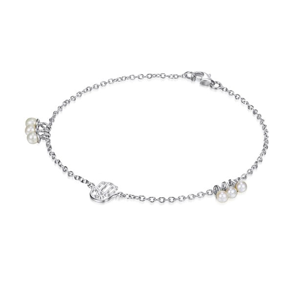 Stříbrný náramek s perlami a přívěskem Chakra Pearls, 19 cm