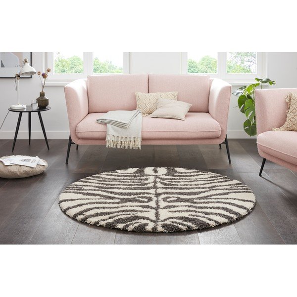 Hall/beež ümmargune vaip ø 160 cm Striped Animal - Ragami-image-1