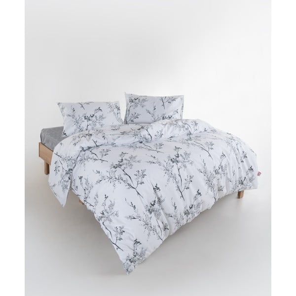 Valge/hall Renforcé puuvillast voodipesu üheinimesevoodile 140x200 cm White Floral - Mila Home Luxury-image-2